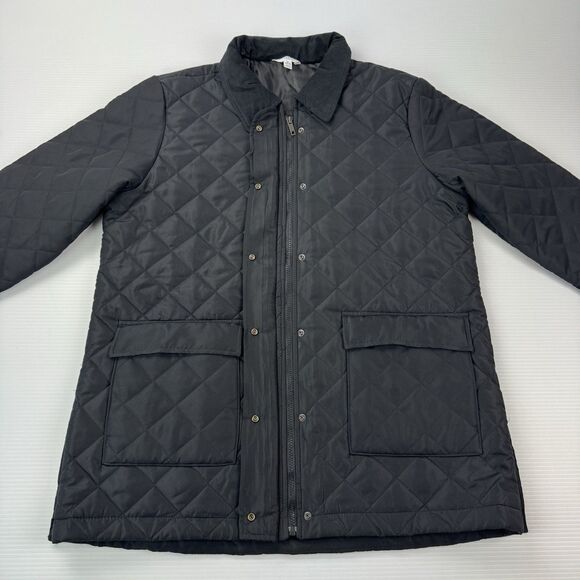 Time and Tru Quilted Barn Jacket Coat Black XL 16-18 Corduroy Collar Midweight - Picture 6 of 14